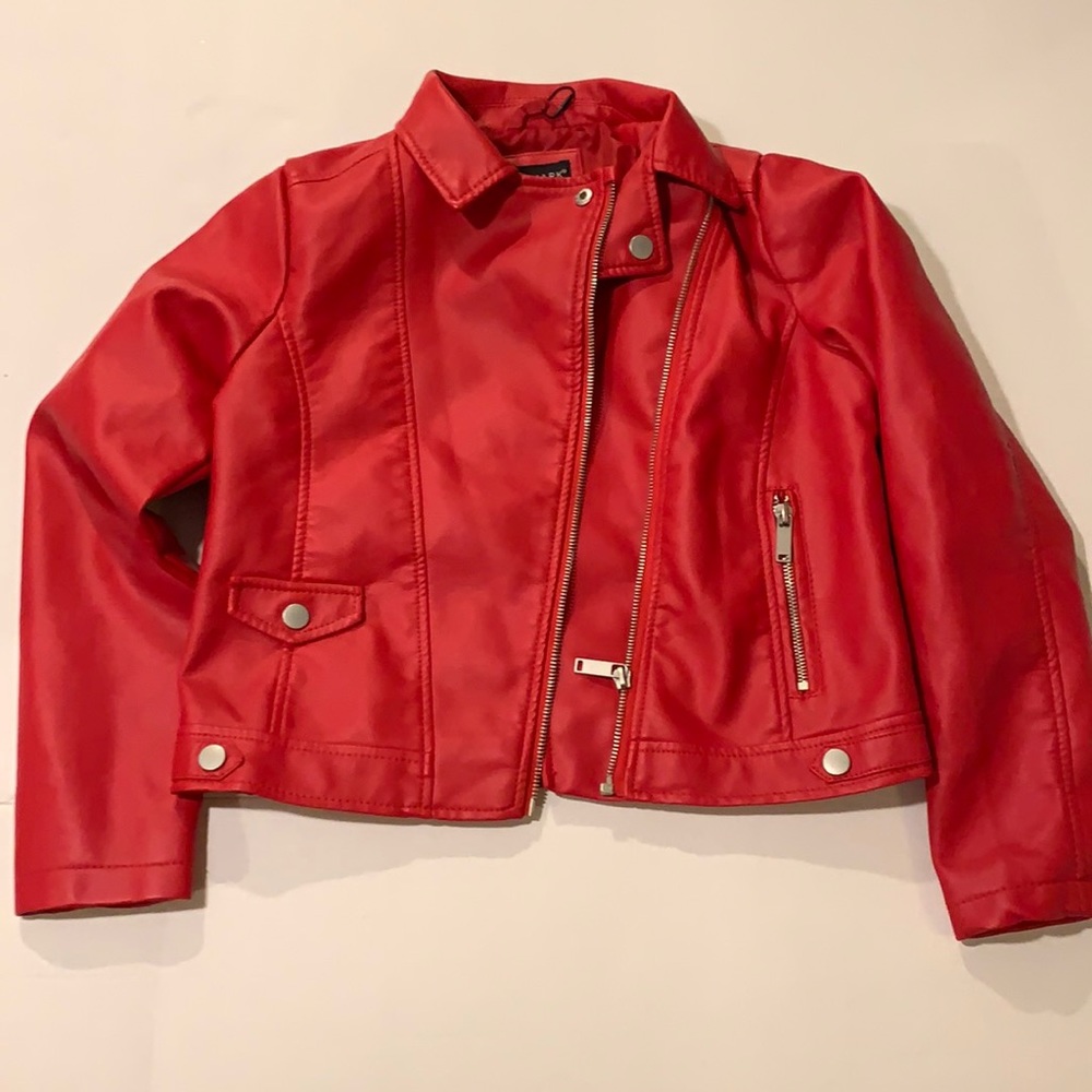 Girls red pleather Jacket 10/11